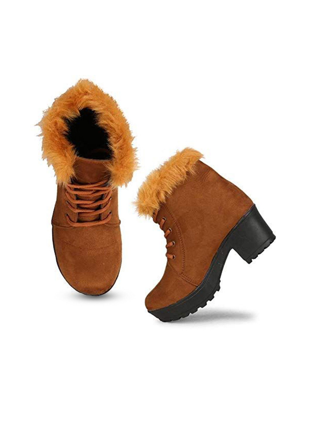 Ishransh Women High Ankle Fur Boots