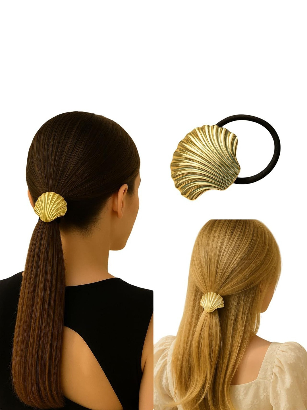 Beauty Flow Women Set of 2 Metal Ponytail Holders