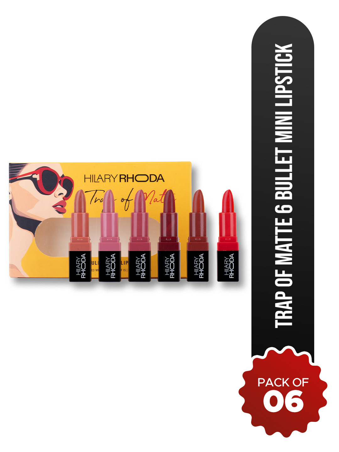 Hilary Rhoda Set Of 6 Trap Of Matte Mini Lipstick 1.5 g Each - Shade 01-02-03-04-05-06