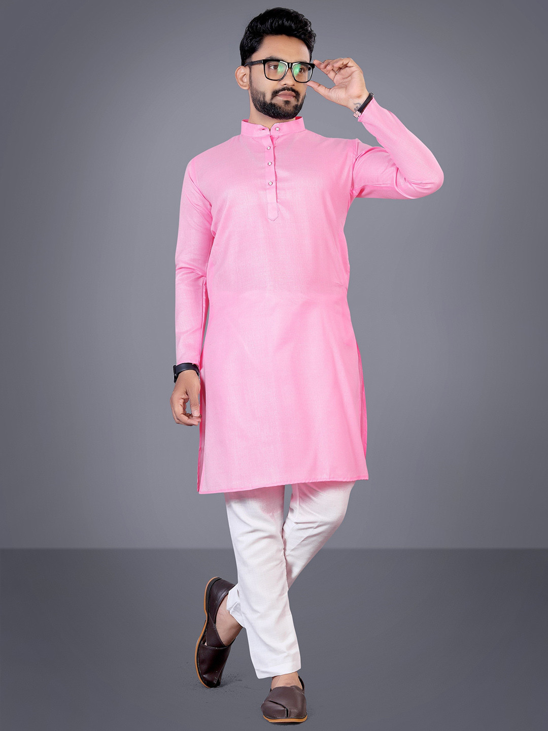 Alok collection Men Solid Festive Cotton Straight Kurta