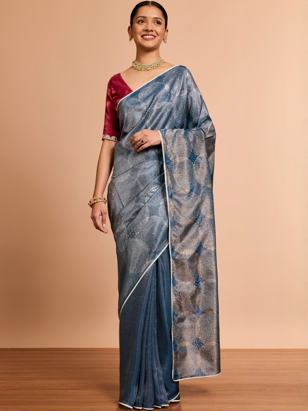 Taneira Printed Sequinned Banarasi Saree