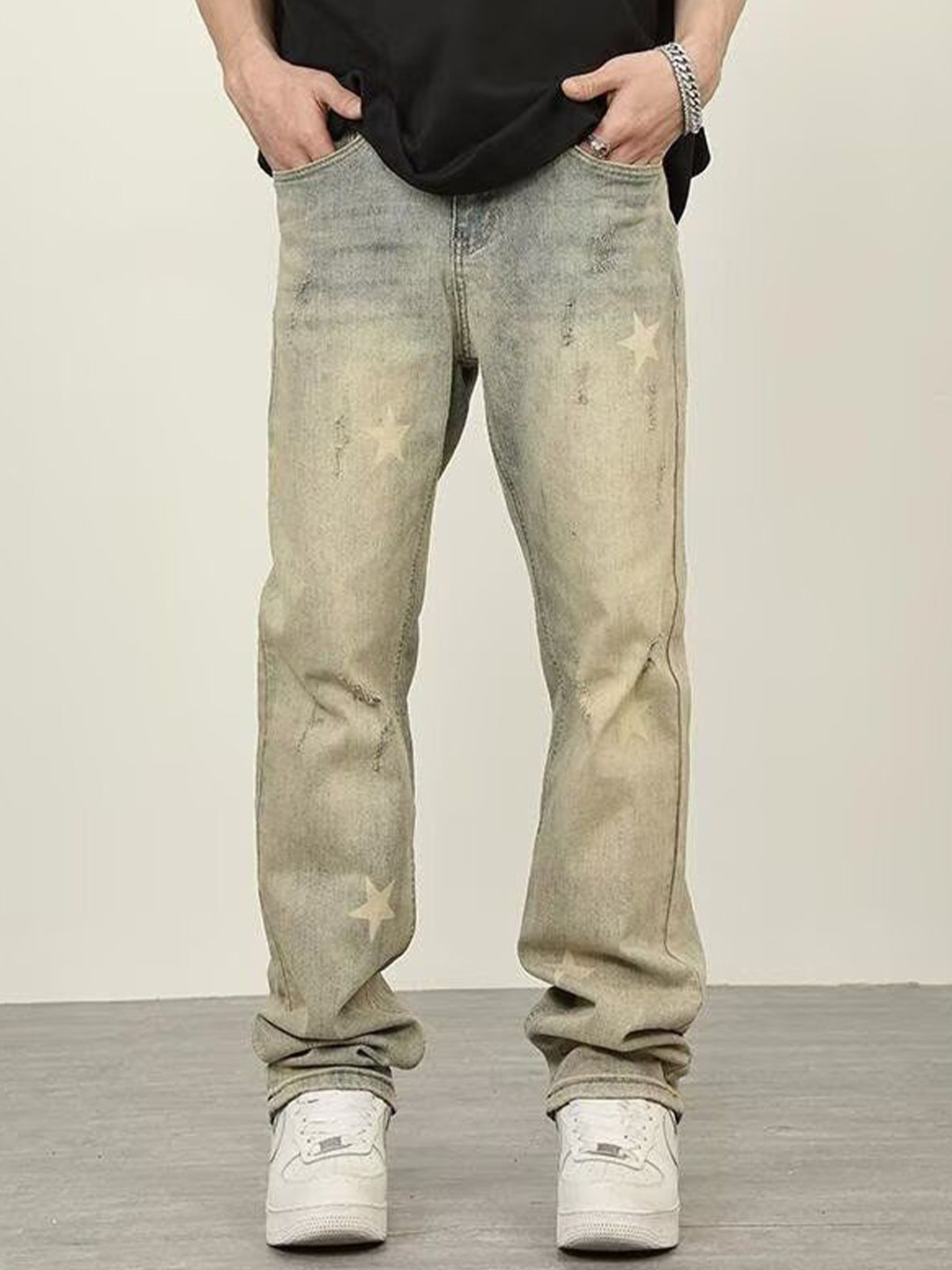 StyleCast x Revolte Men Regular Fit Mid-Rise Heavy Fade Low Distress Jeans