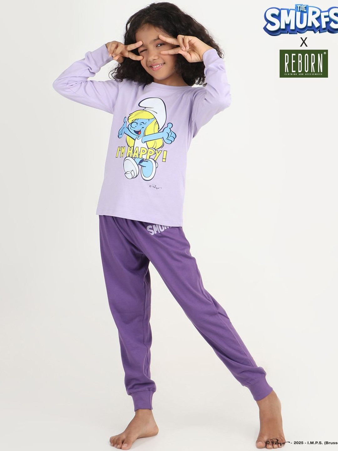 REBORN Girls Graphic Printed Pure Cotton Night suit