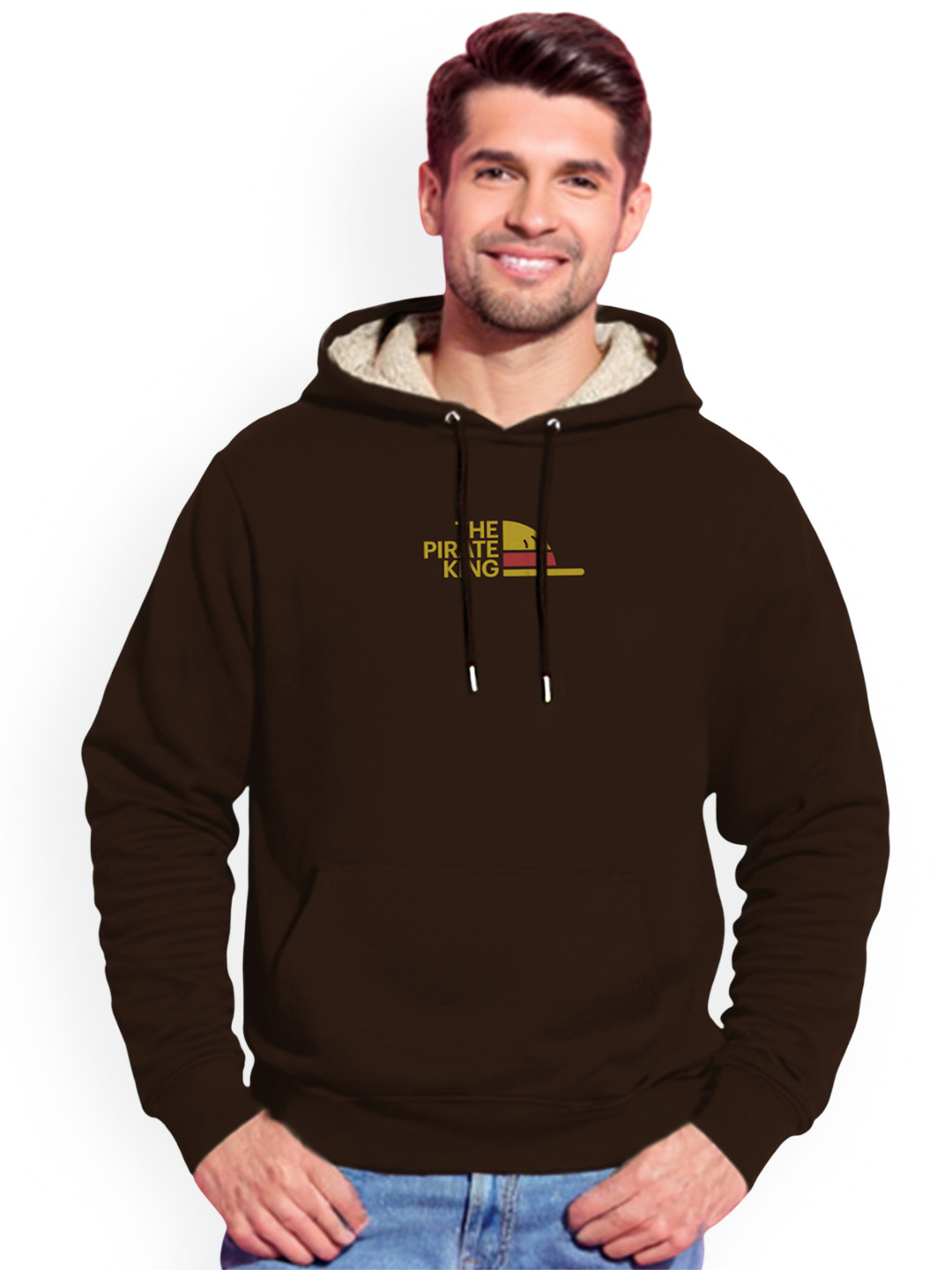 TOGS & TERRE Men Monkey D. Luffy Anime Printed Hooded Neck Full Sleeve Sweatshirt