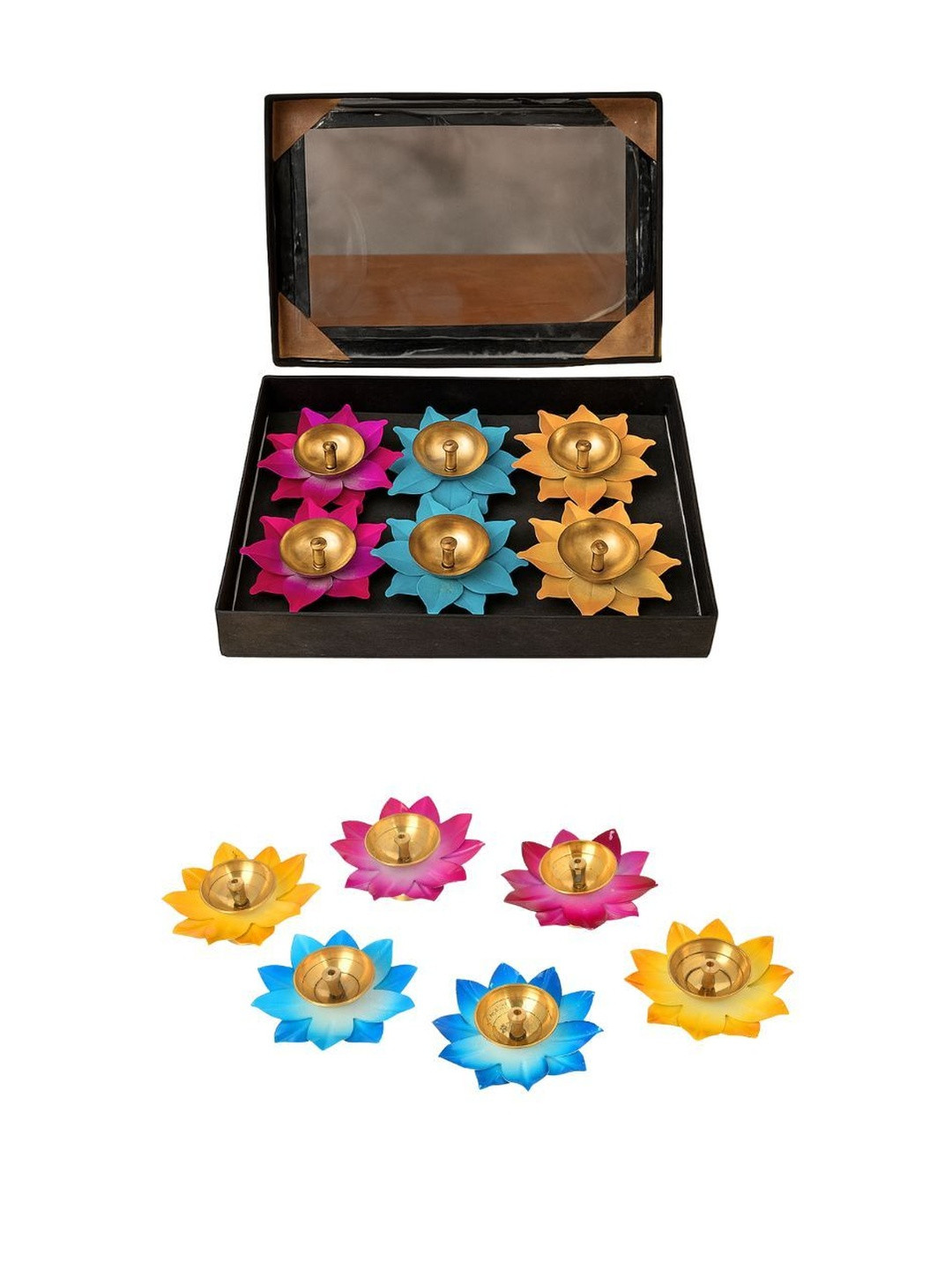 Tiny Shiny Pack of 6 Brass Puja Diya