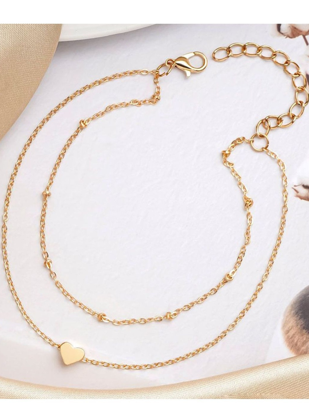 DressBerry 18K Gold-Plated Heart Shaped Anklet