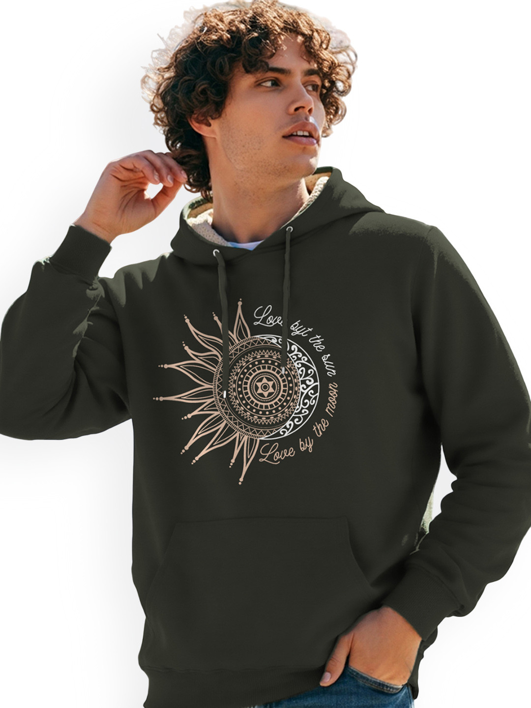 TOGS & TERRE Men Printed Fur Hooded Sweatshirt