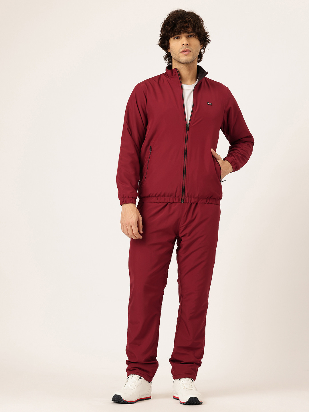 Monte Carlo Mock Collar Sherpa Lined Zip-Up Jacket with Track Pants