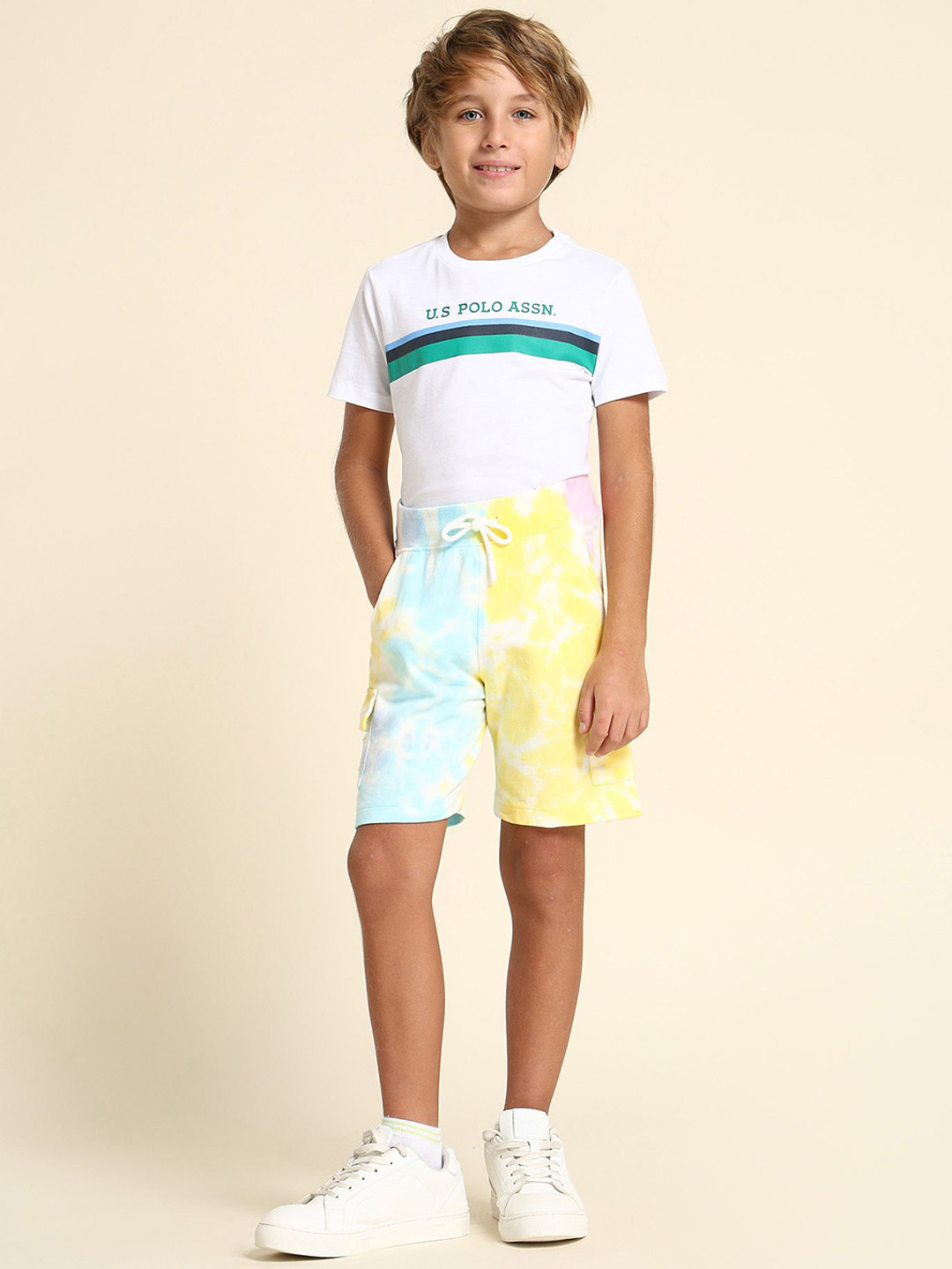 U.S. Polo Assn. Kids Boys Tie And Dye Cotton Cargo Shorts