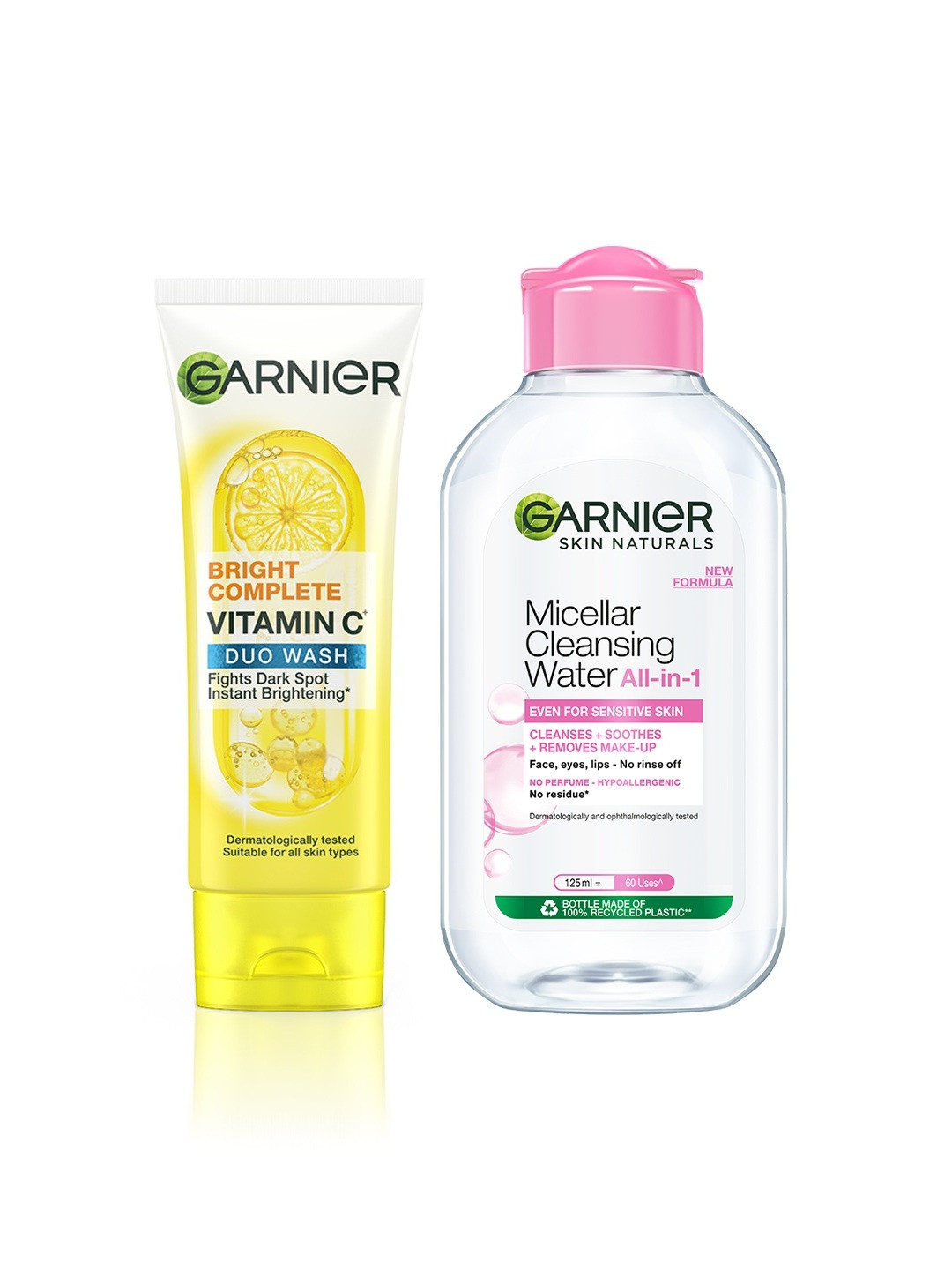 Garnier 2-Step Cleansing Duo - Micellar Water 125ml + Duo Face Wash 100g