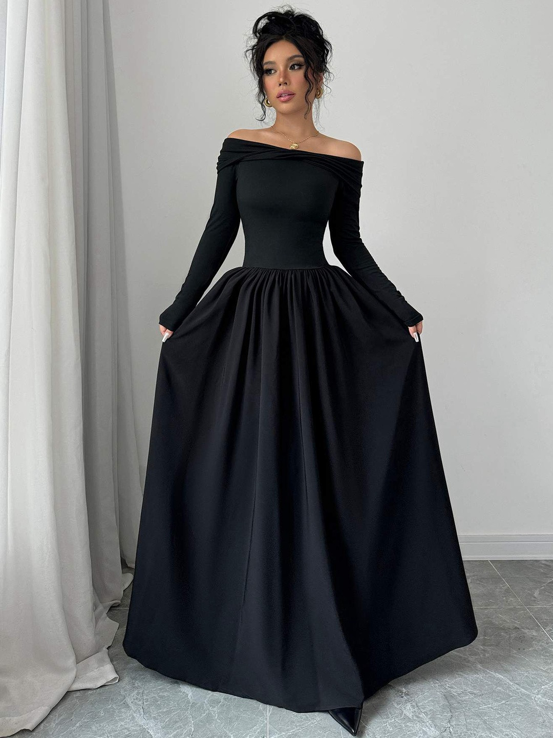 HERE&NOW Off-Shoulder Gown Maxi Dress