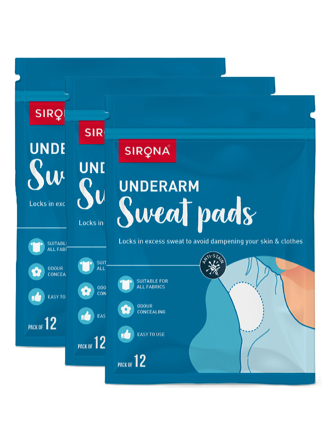 Sirona Unisex Set of 3 Under Arm Sweat Pads