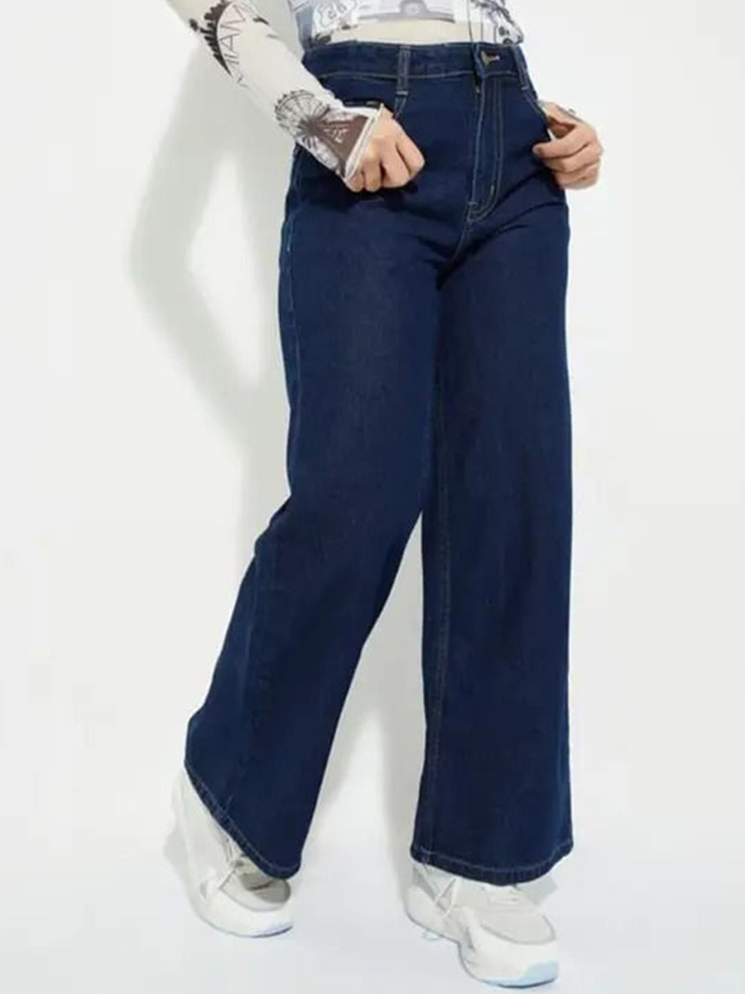VK FASHION Women Jean Clean Look High-Rise Wide Leg No Fade Stretchable Jeans