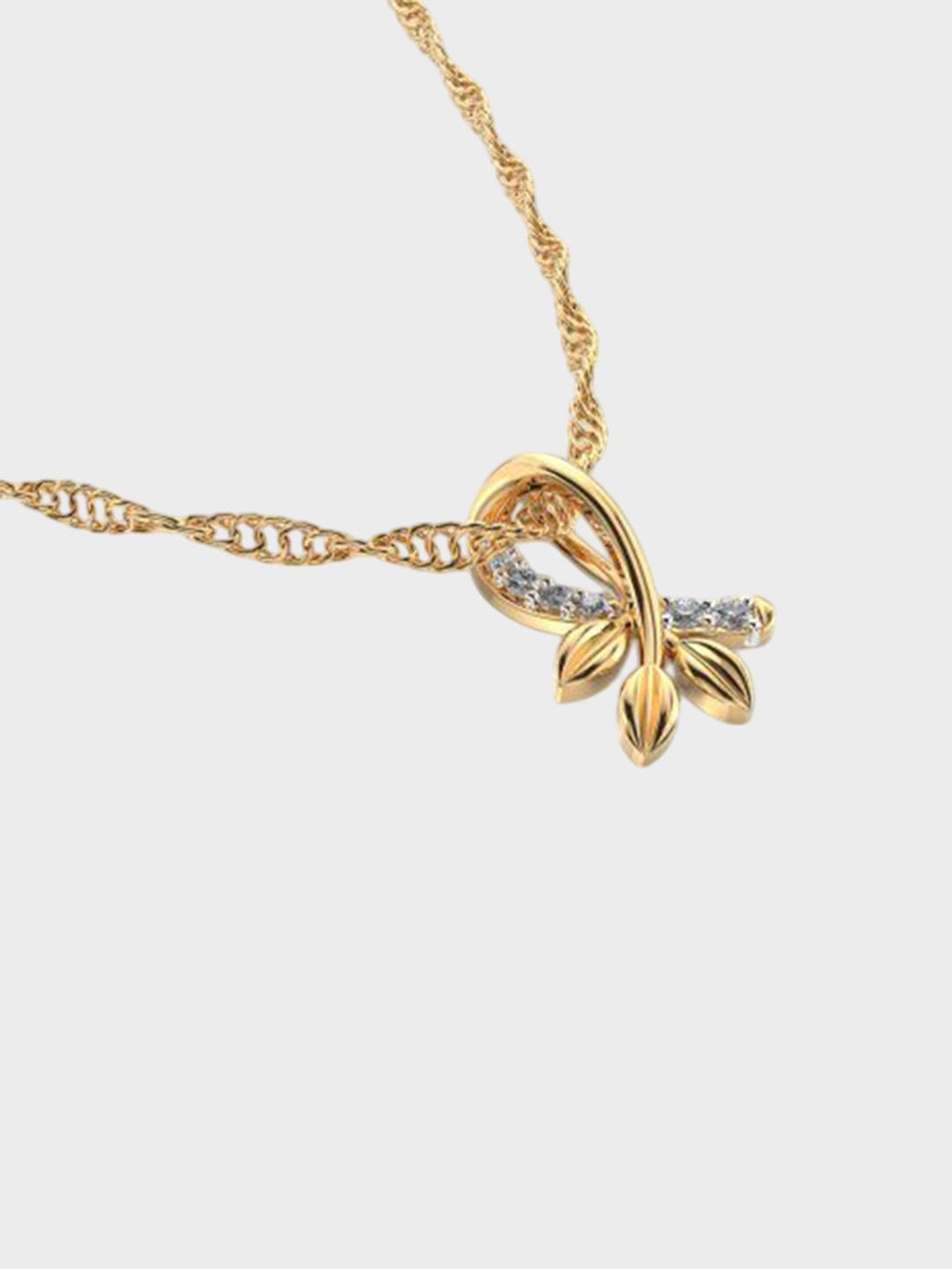 Jewelbox Women 18Kt Gold Woven Leaf Design Pendant With 0.06 Carat Diamond - 0.62g