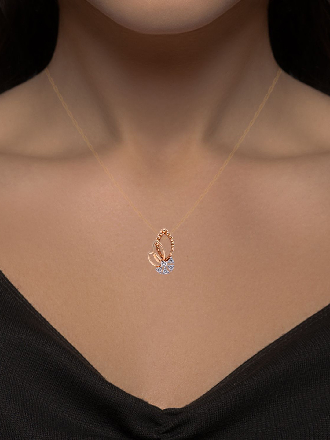 C KRISHNIAH CHETTY JEWELLERS PVT LTD Women 18Kt Gold Pendant With 0.12 Carat Diamond-1.34g