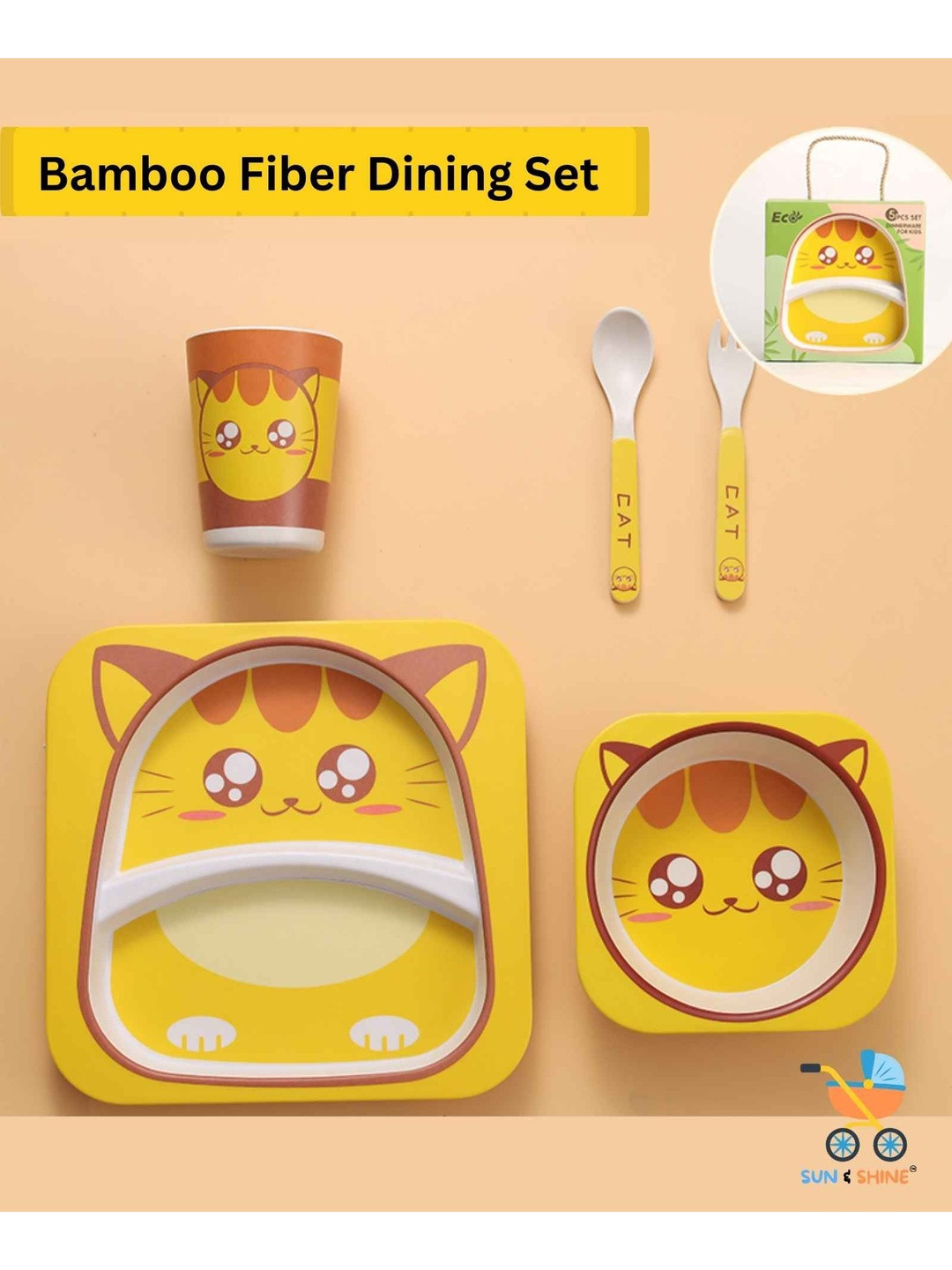 Bamboo Baby Feeding Set of 5 Piece Bamboo Baby Utensils
