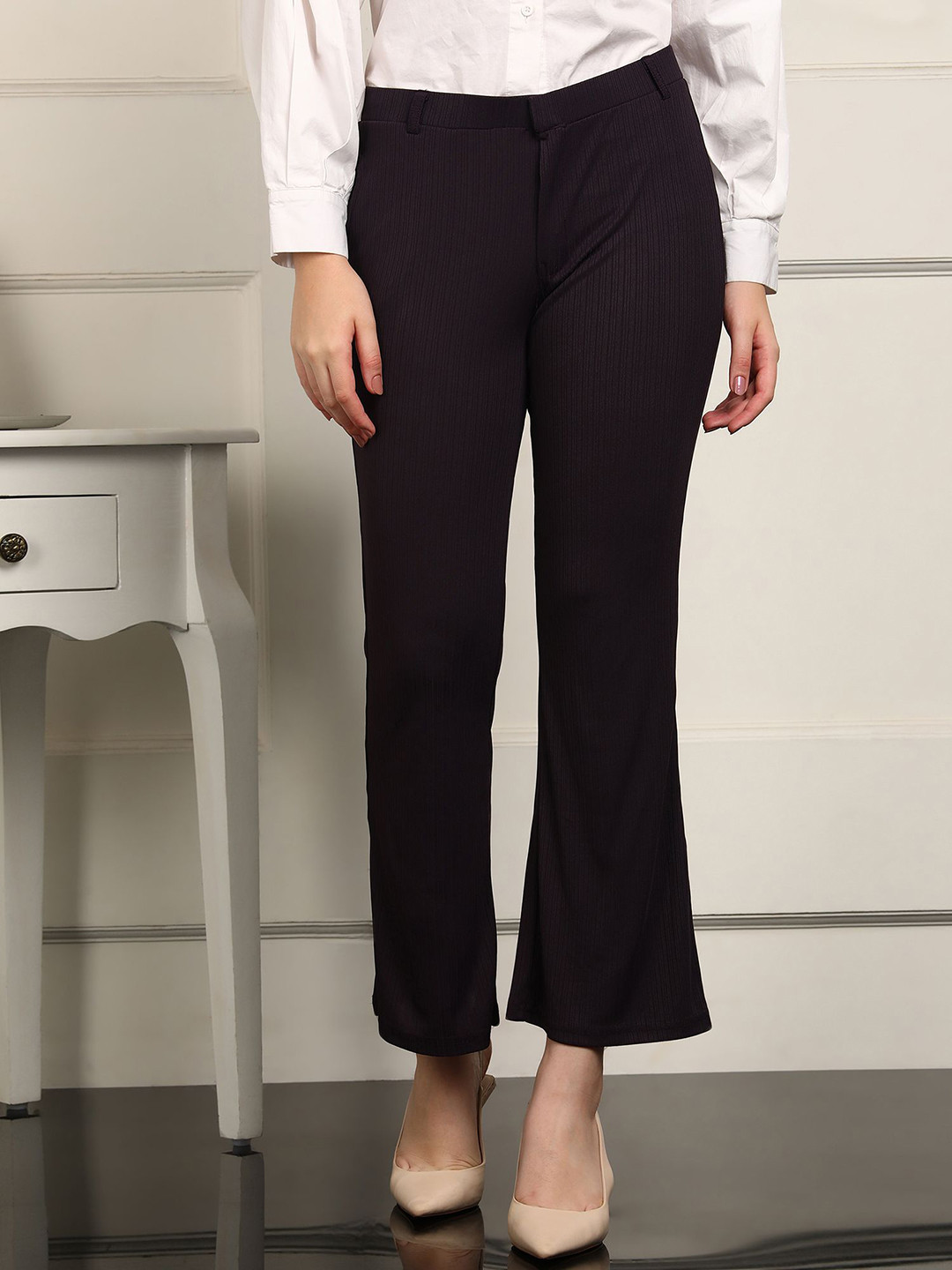 Smarty Pants Women Comfort Bootcut High-Rise Lint Free Trousers