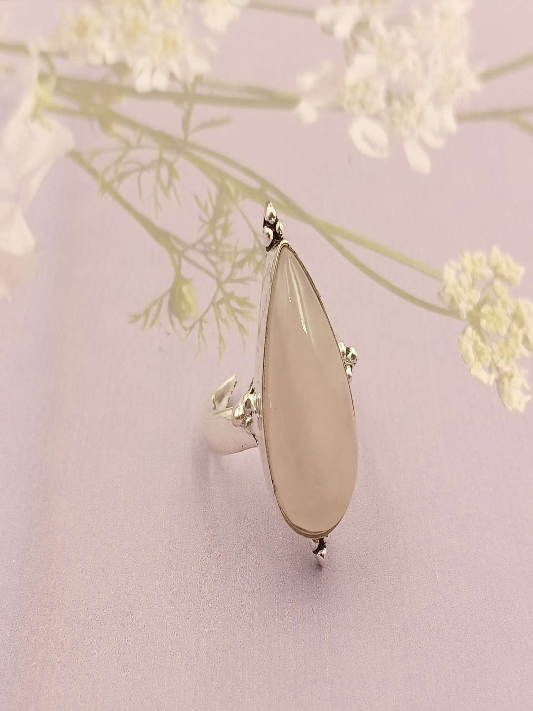 Shrim jewels German Silver Quartz Studded Teardrop Shaped Finger Ring
