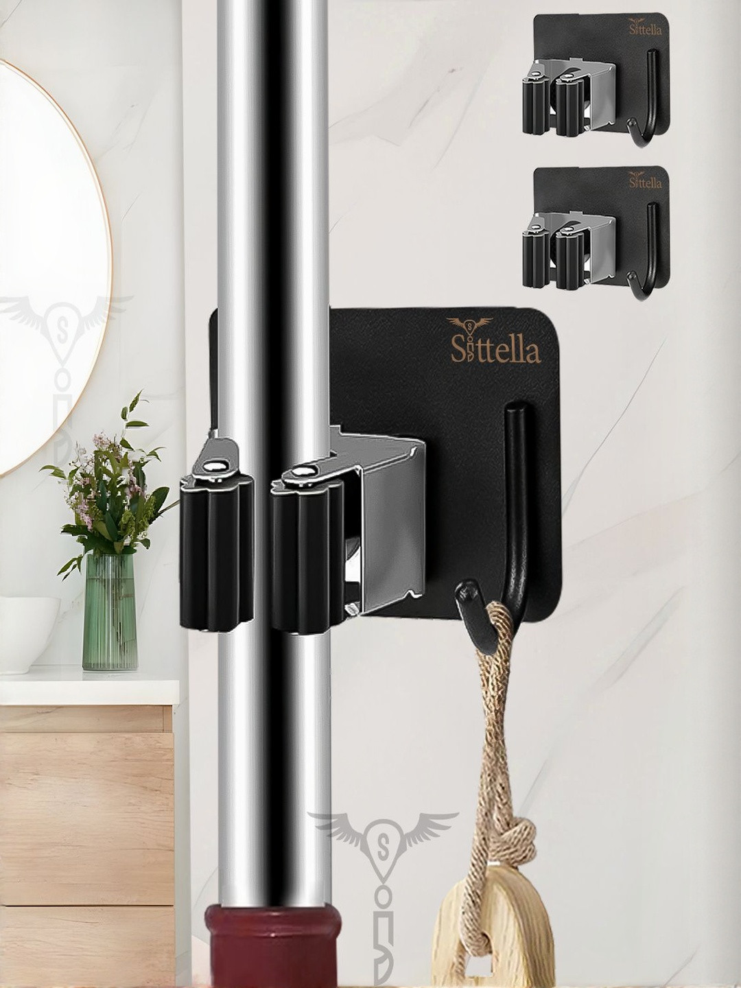 SITTELLA Stainless Steel Broom and Mop Stick Holder