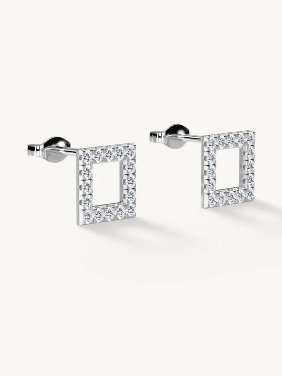 BAYAN JEWELRY Women Lab Grown Diamond Square Shaped Earrings
