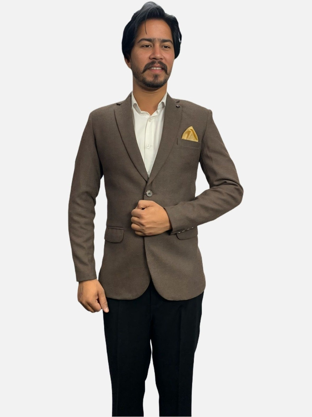 GARGIAN Master Cut Men Solid Notched Lapel Collar Regular Fit Smart Casual Blazer