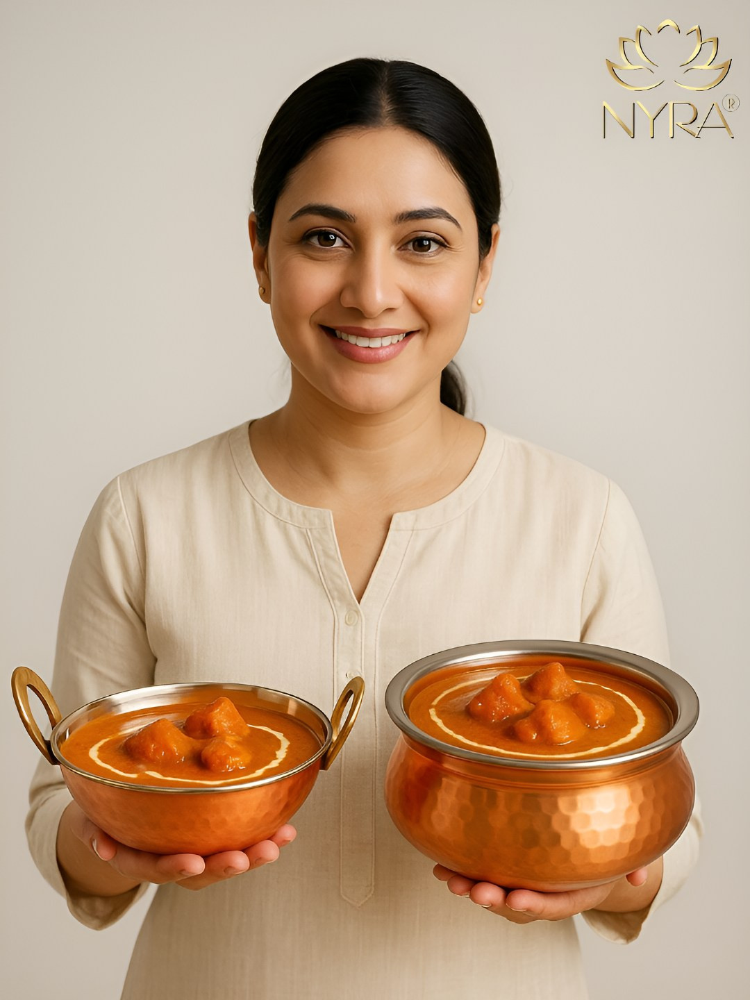 Nyra Kitchenware Copper-Toned Dishwasher Safe Stainless Steel Cookware Set of