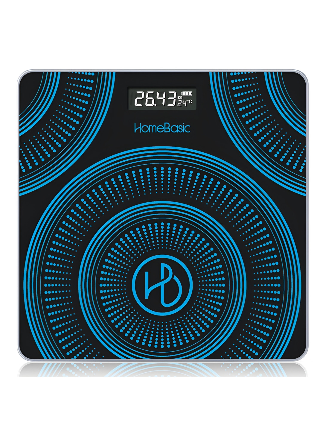 HOMEBASIC Black & Blue Printed LCD Display Glass Kitchen Weighing Scale