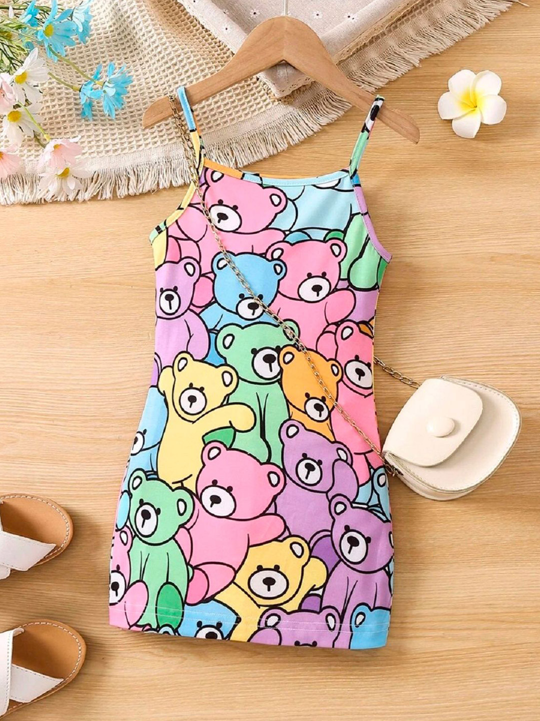 White World Girls Animal Graphic Print A-Line Dress