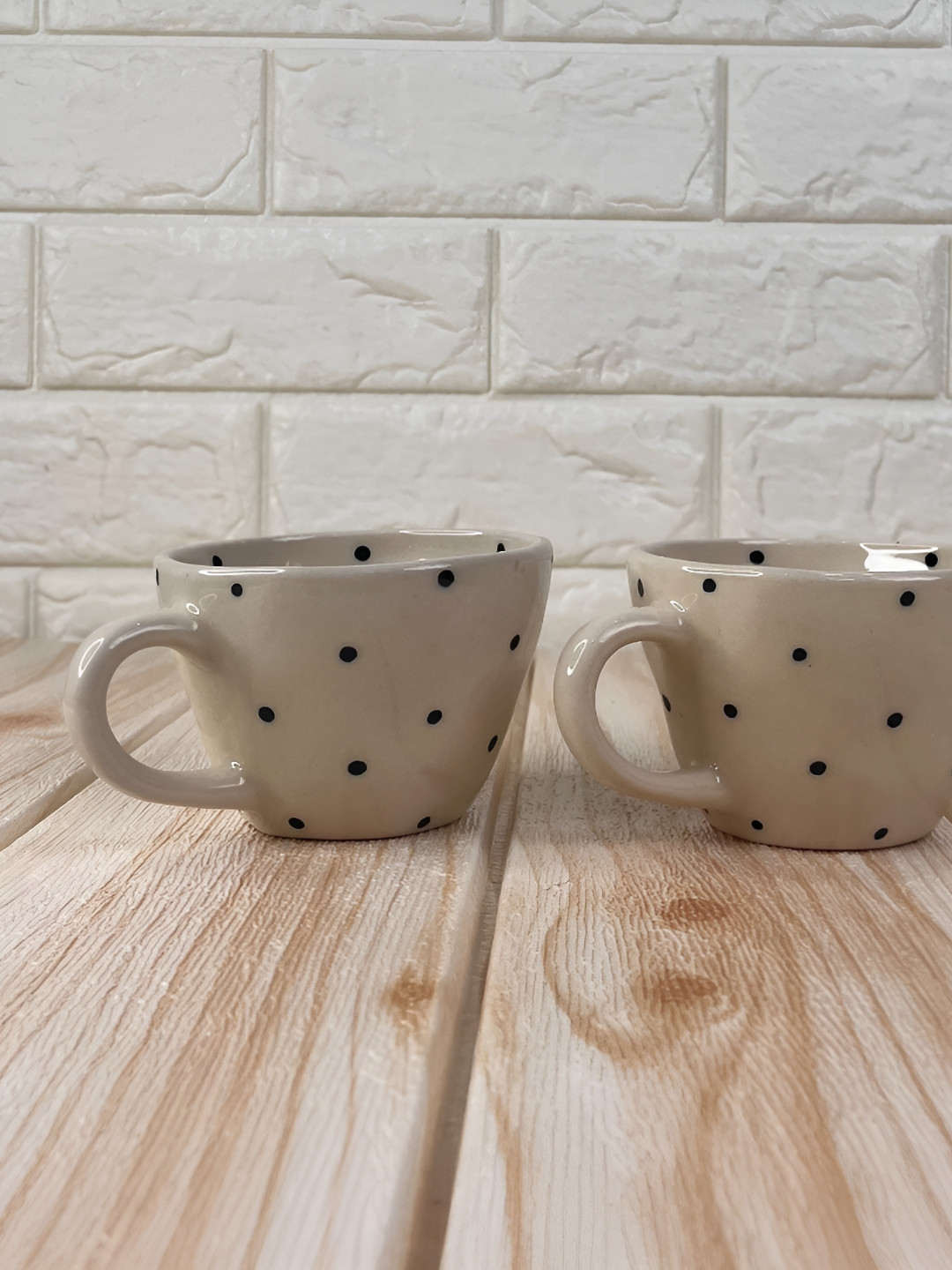 THE INDIAN ROSE Off White & Black 2 Pieces Printed Ceramic Glossy Cups 230ml