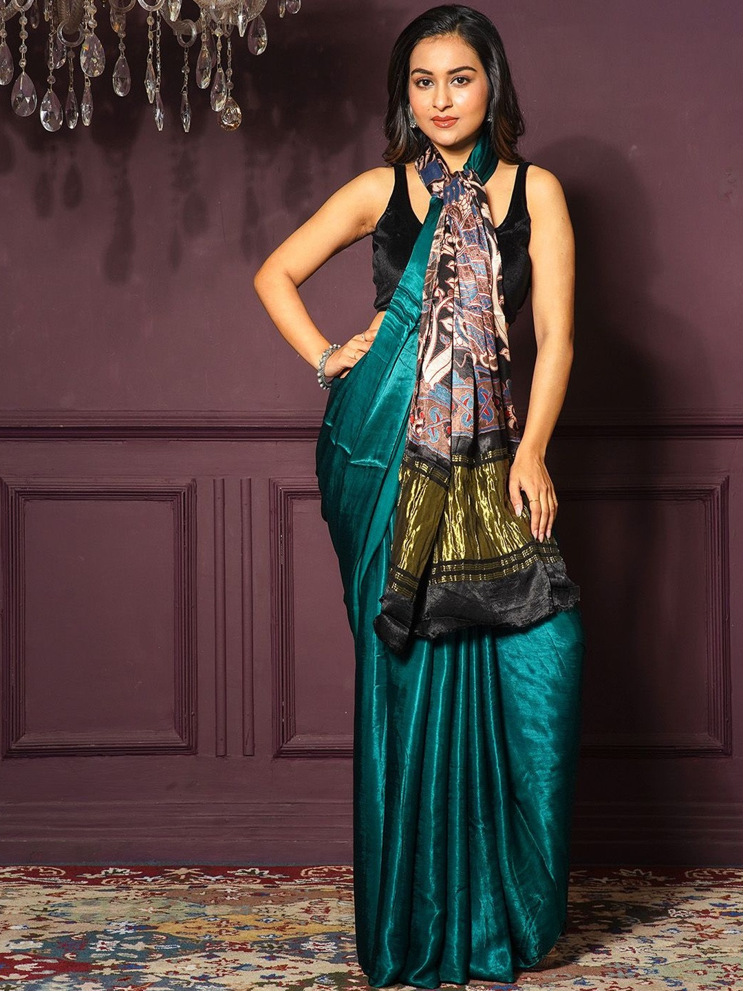 Aparna Haripriya Ethnic Motifs Printed Gaji Silk Ajjrak Pallu Saree