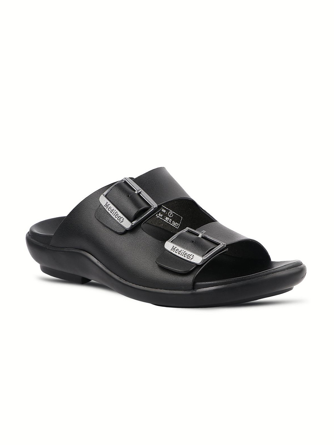 MEDIFEET Men Dual Buckle Slide Comfort Sandals with Arch Support Midsole