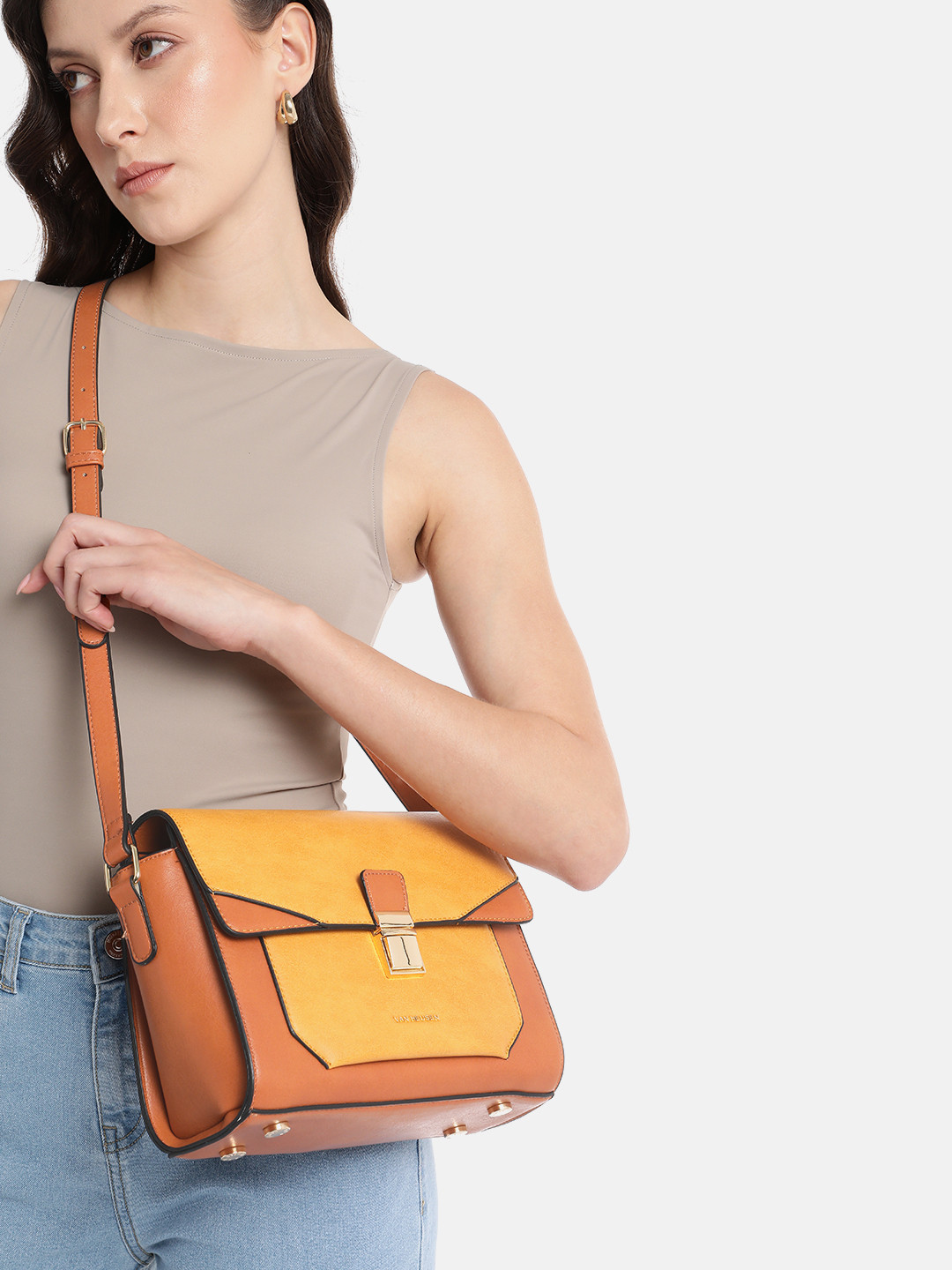 Van Heusen Colorblocked Structured Sling Bag