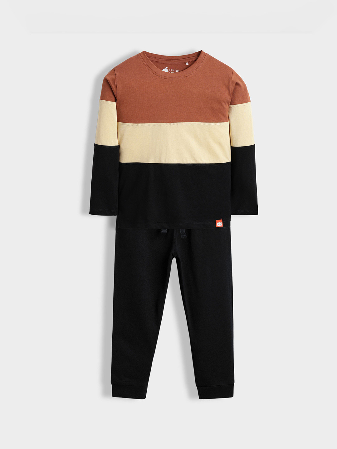 Orange Sugar Kids Colourblocked Pure Cotton Night suit