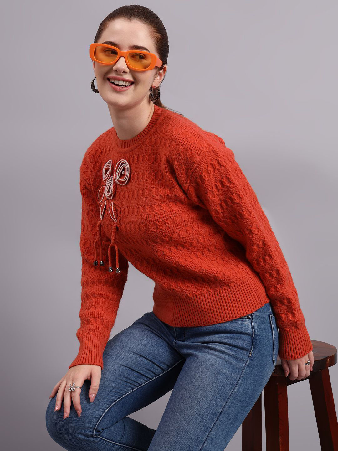 MODKLINE WITH MK Women Cable Knit Woollen Pullover Sweaters