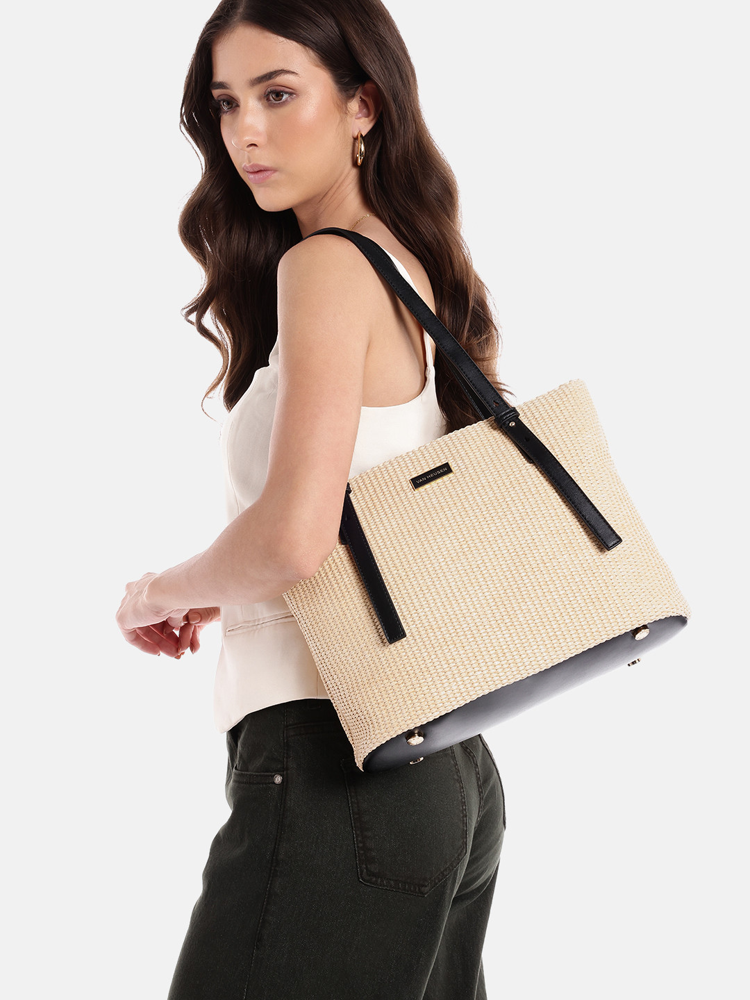Van Heusen Basket weave Textured Structured Shoulder Bag