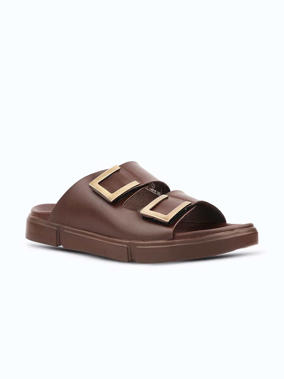 MEDIFEET Men Brown Open Back Buckle Details Comfort Sandals