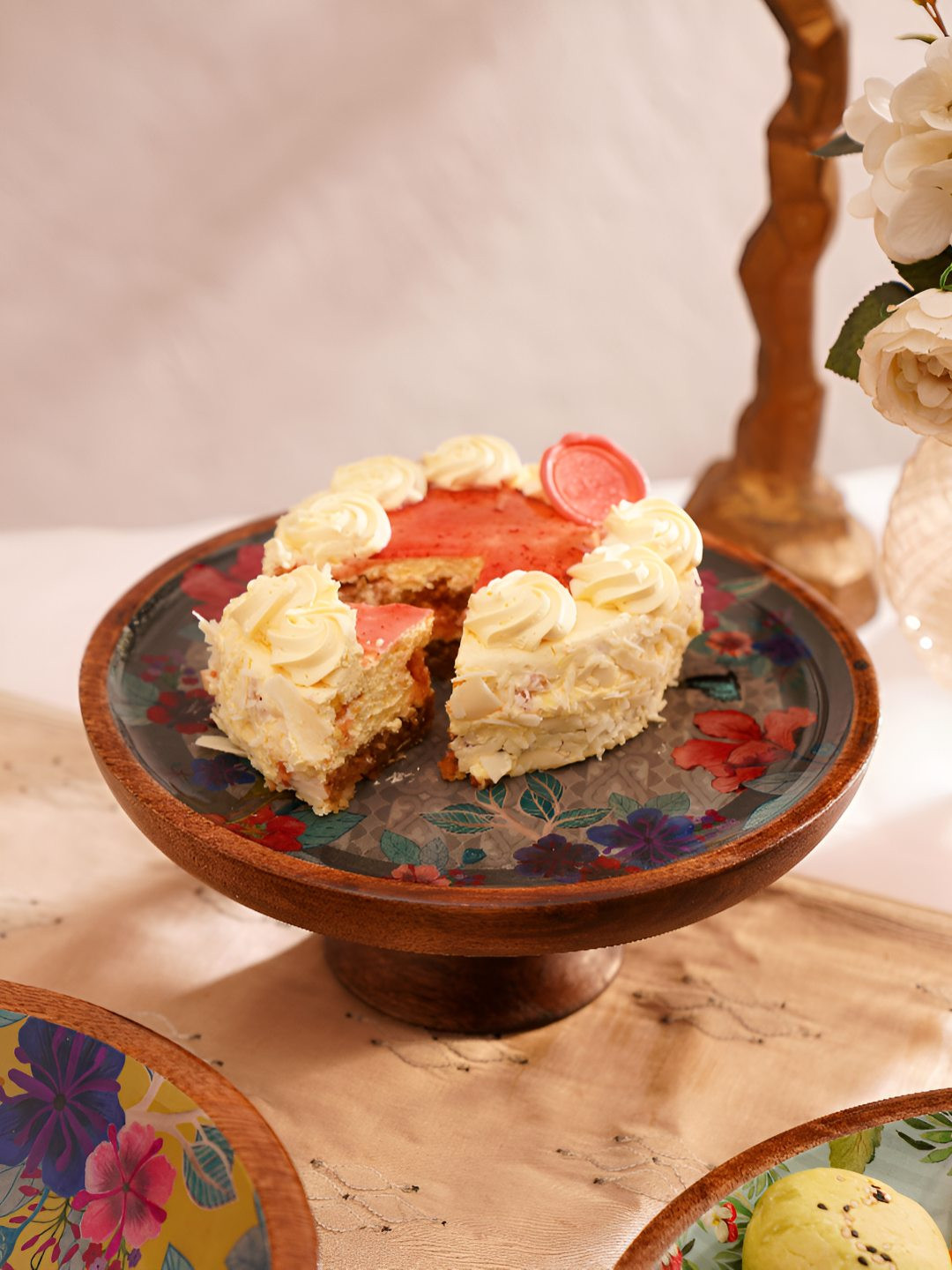 JAYPORE Blue Wooden Cake Stand