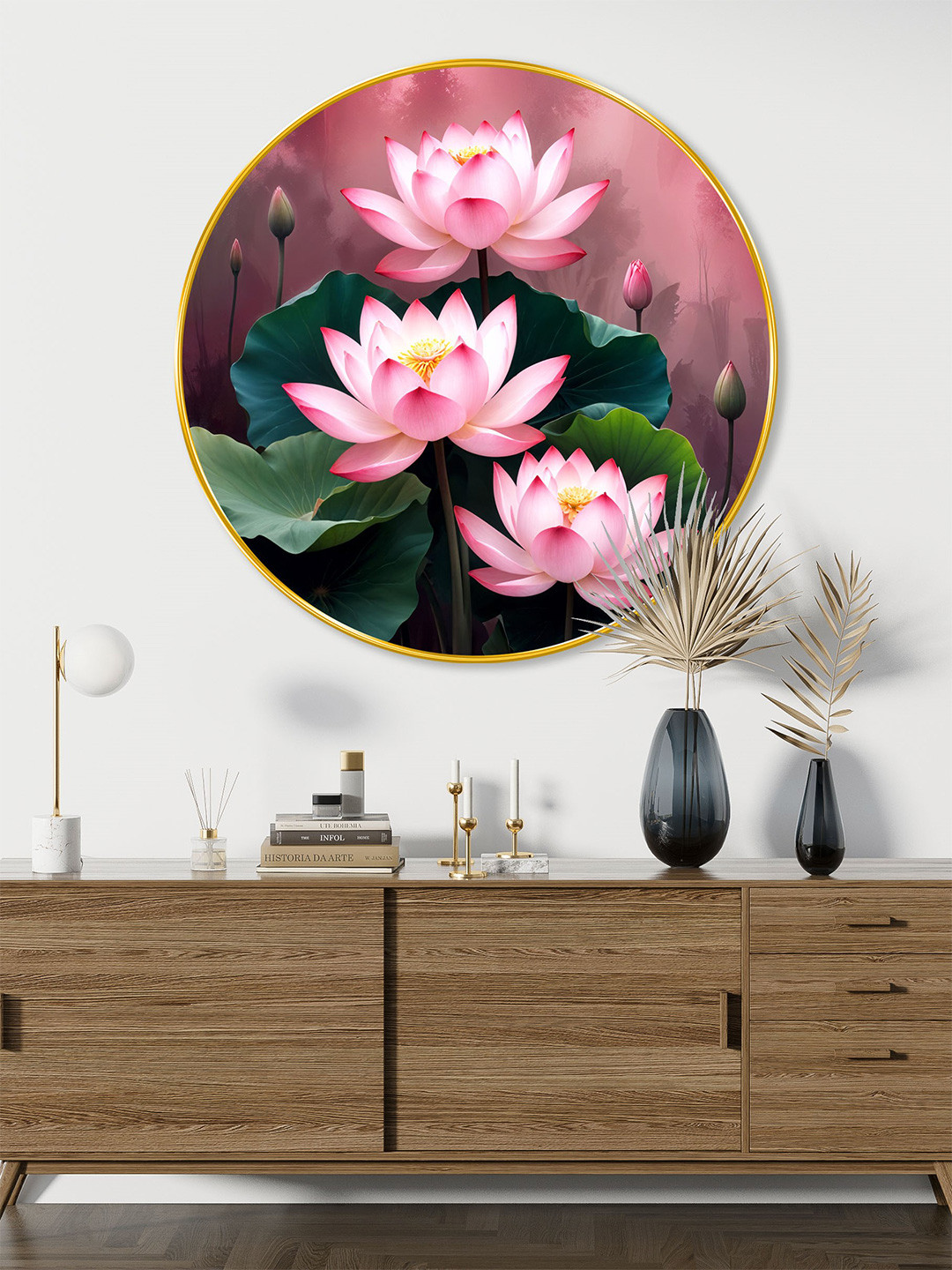 SAF Pink & Green Theme Floral Wooden Wall Paintings