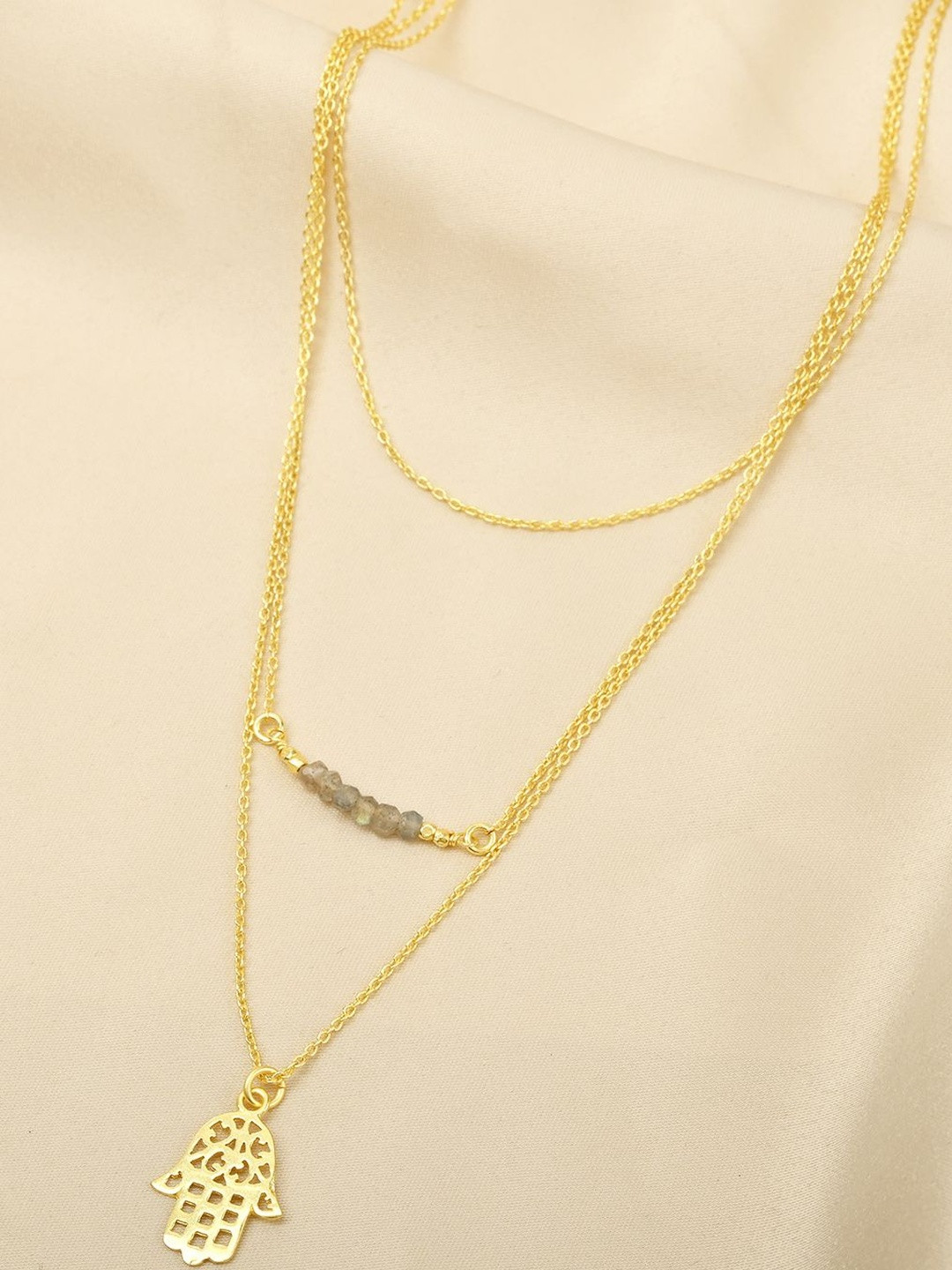 La Vita Gold-Plated Real Stones Studded Contemporary Layered Chain