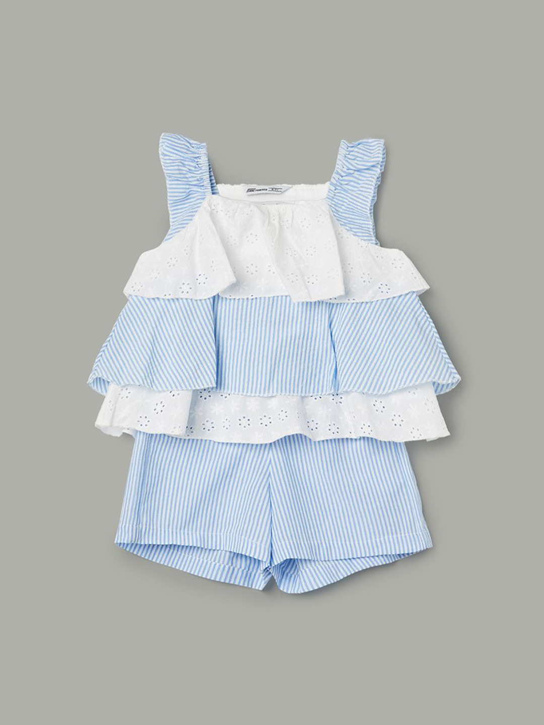 Fame Forever by Lifestyle Girls Striped Square Neck Top With Shorts