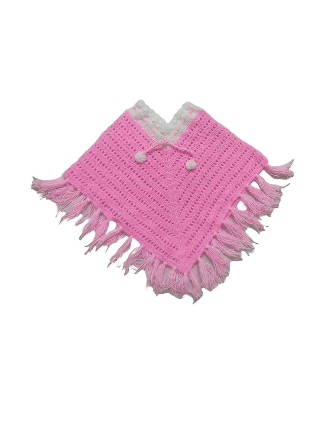 Cute Collection Girls Handmade Crochet Woollen Poncho