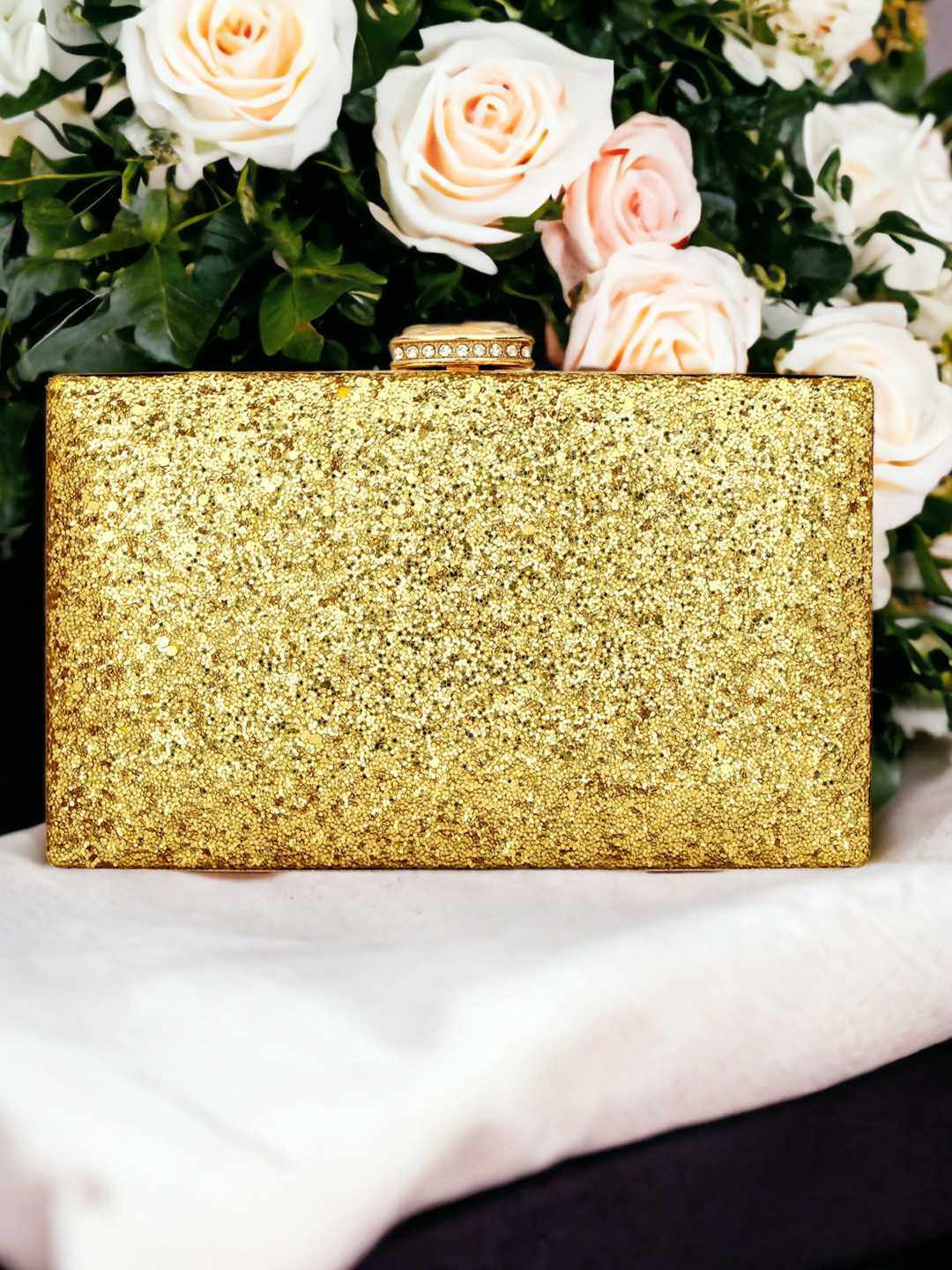 Toobacraft Gold-Toned Embellished Box Clutch