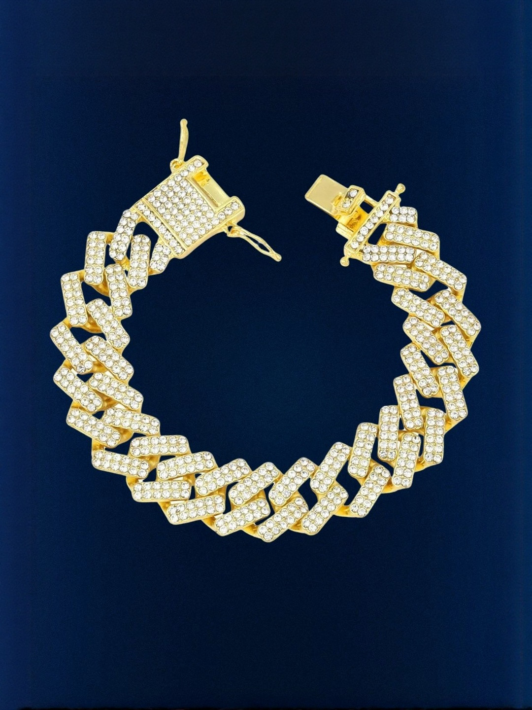 Arihant Shope Unisex Gold-Plated Cubic Zirconia Studded Link Bracelet