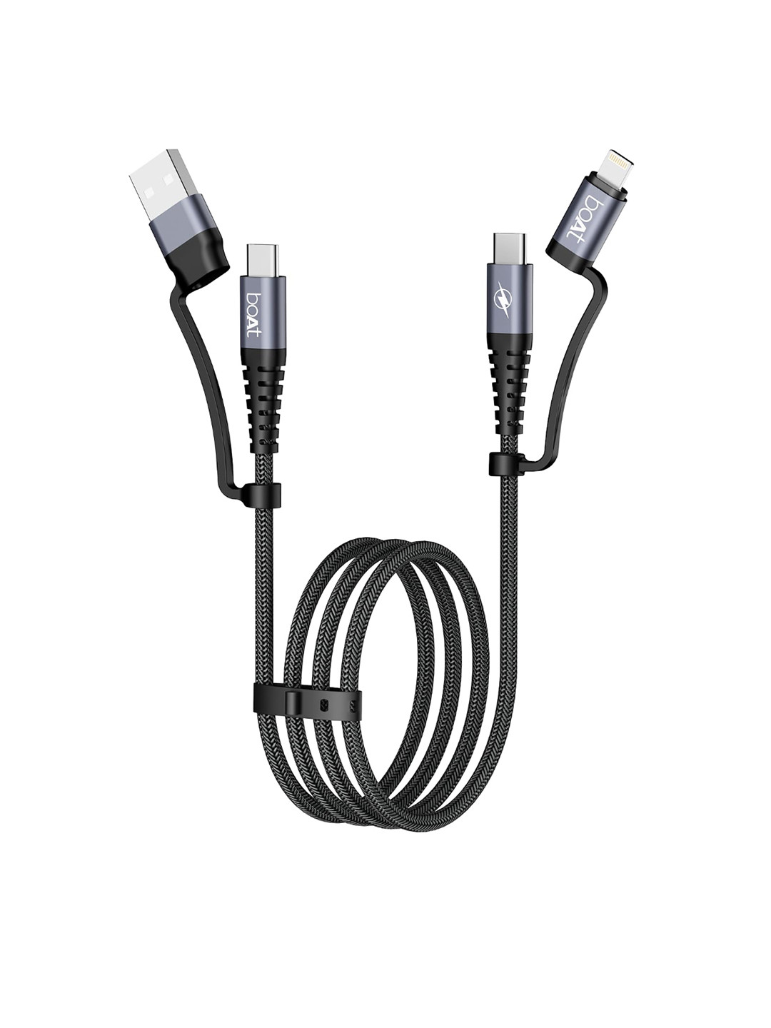boAt FlexiCharge 400 4-in-1 Cable with USB-A Type-C & Lightning Port 60with3A PD Fast Charging