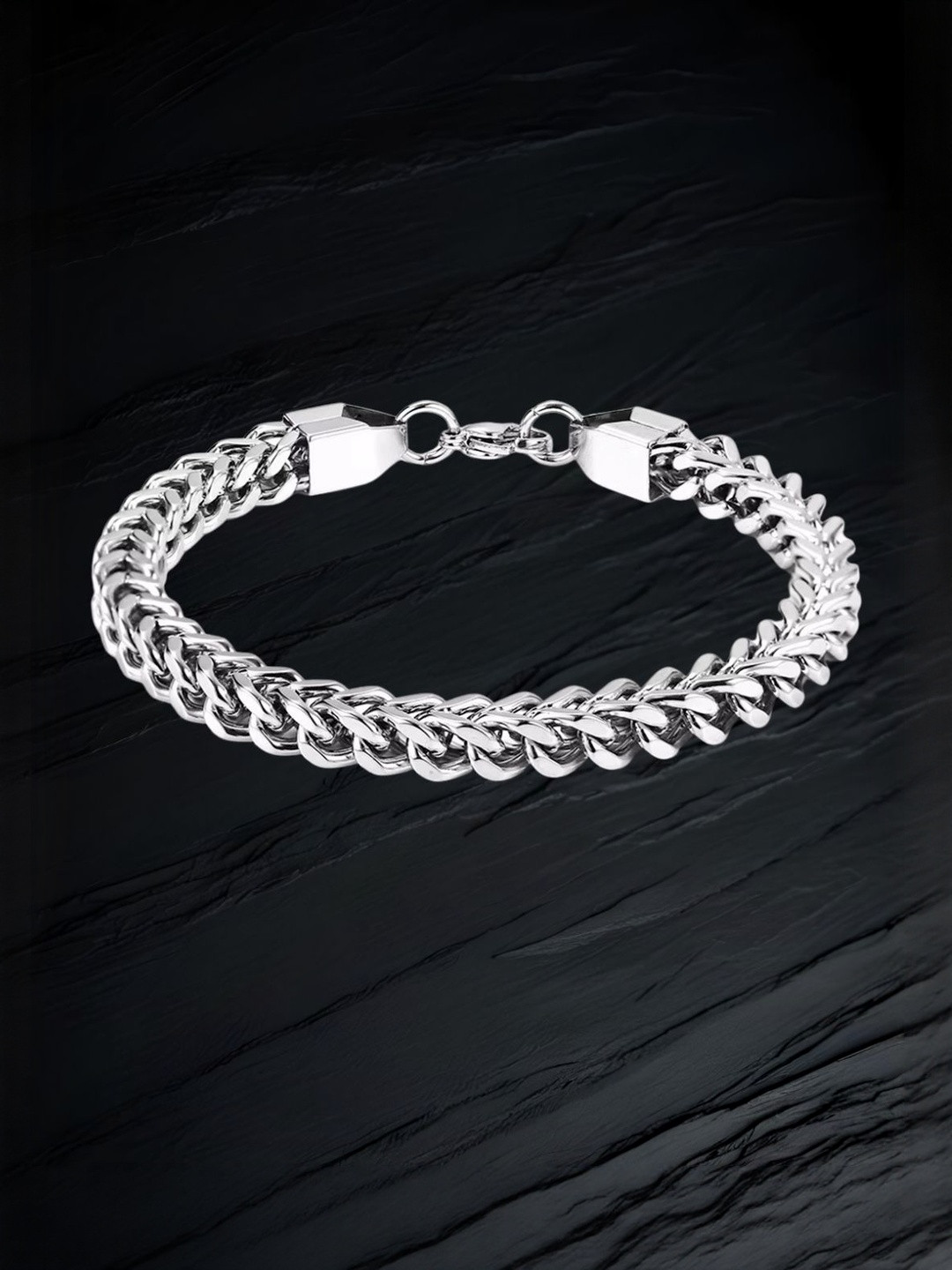Arihant Shope Unisex Stainless Steel Silver Plated Link Bracelet