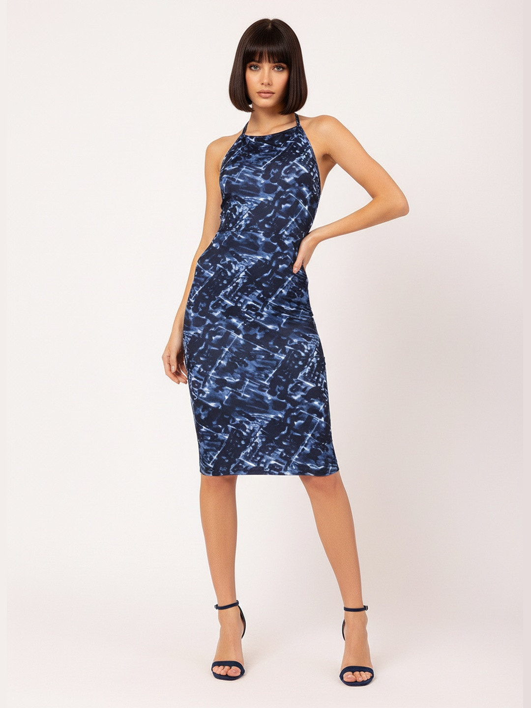 DressBerry Fashion Forward Printed Halter Neck Bodycon