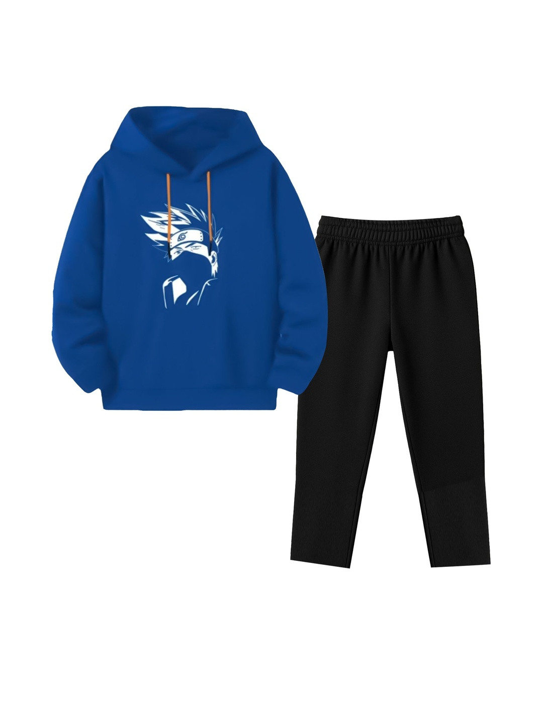 Fasha Unisex Kids Blue Printed Cotton Causal Hoodies Long Sleeves Clothing Set