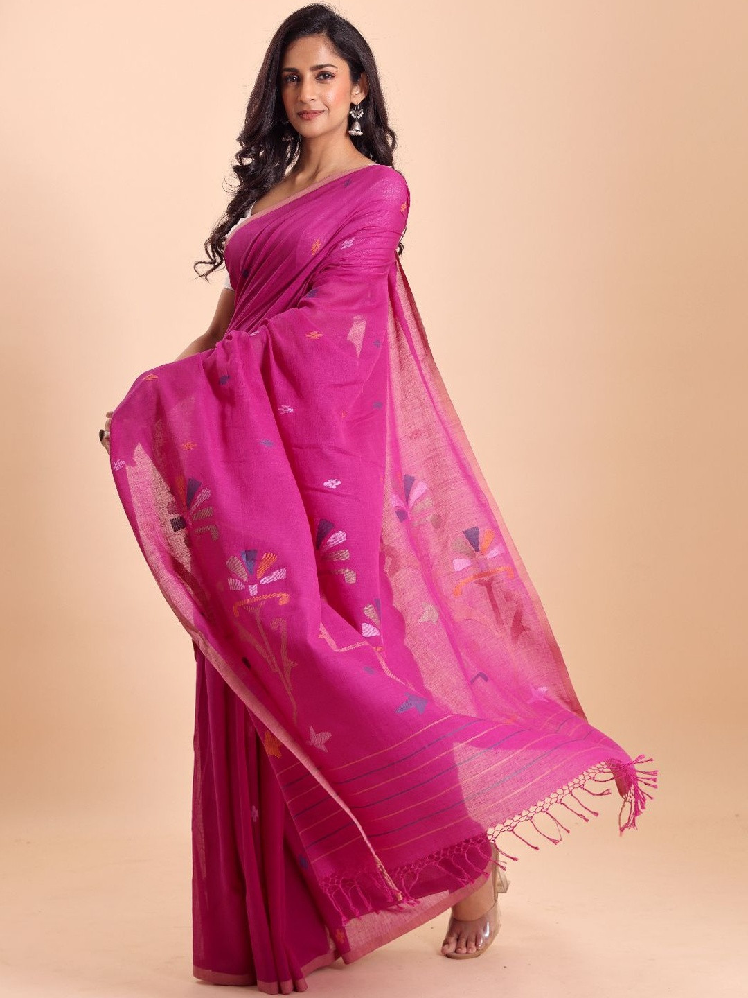 BLOUSON Woven Design Handloom Jamdani Saree
