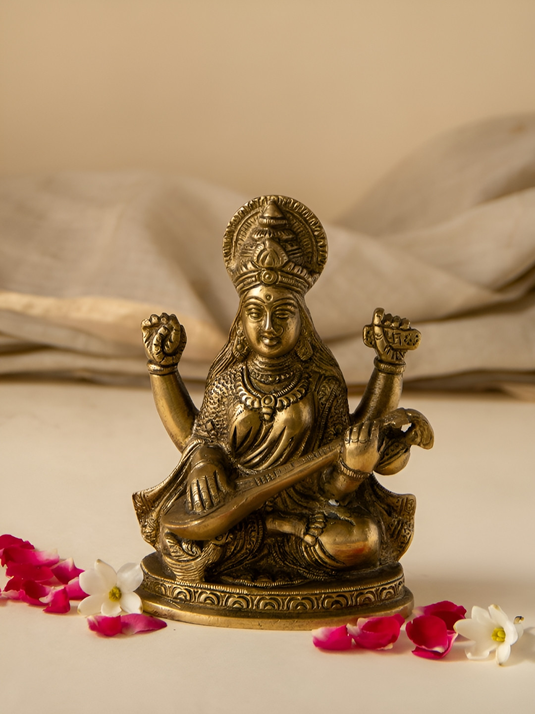 Imli Street Gold Saraswati Religious Idol Metallic Showpiece