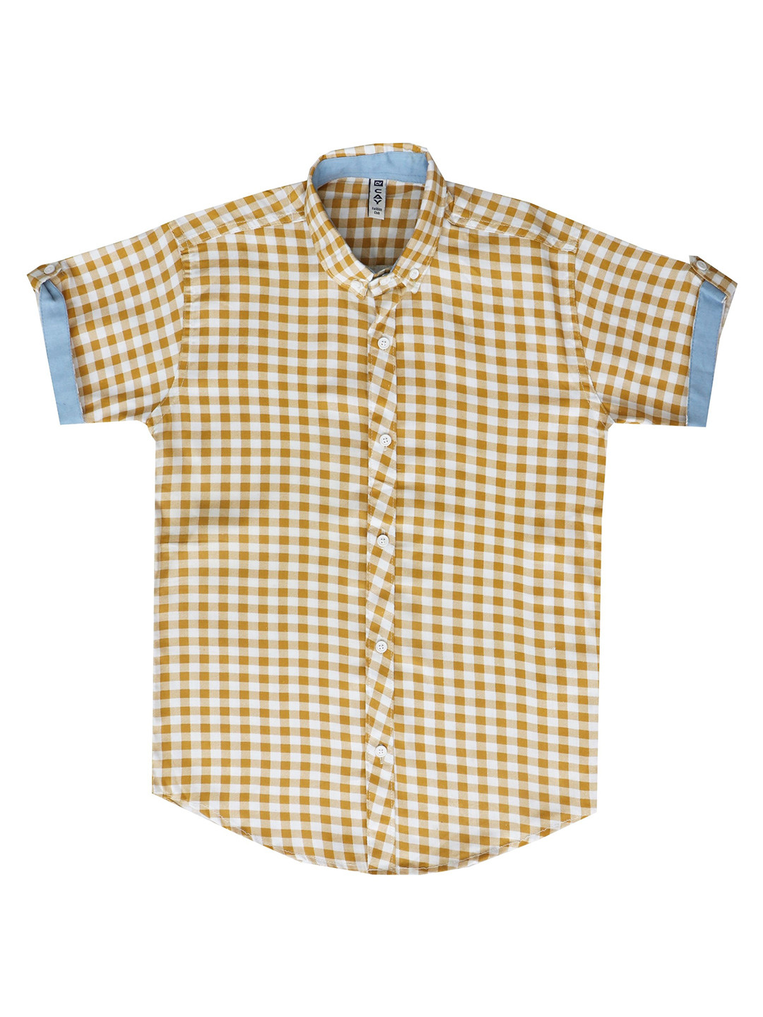 CAY Boys Standard Fit Gingham Checked Button-Down Collar Cotton Casual Shirt